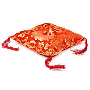 Cuscino per campane tibetane fiori rosso 14x14x4