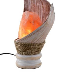 Lampada di Sale Fiamma-1 con Foglia di Cocco decapata White