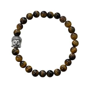 Braccialetto Occhio di Tigre e Buddha perle 6 mm qualita' A