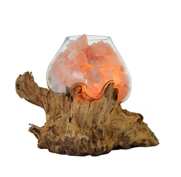 Lampada di Sale UNICA in vetro e legno mod.L
